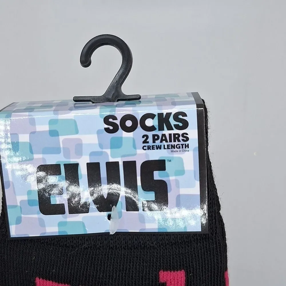 Elvis Presley crew socks 2 pair bundle pack music artist novelty graphic…